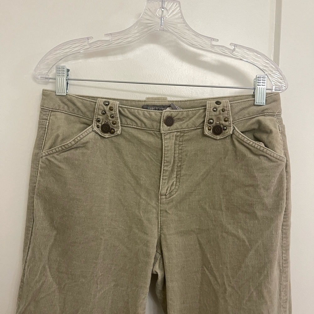 Vintage Y2K Corduroy Streetwear Glam 2000s Rhinestone Apt. 9 Khaki Flare Jeans